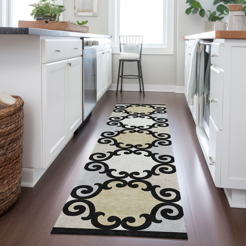 Malek Indoor/Outdoor Area Rug with Non-Slip Backing, Runner 2'3" x 7'6"