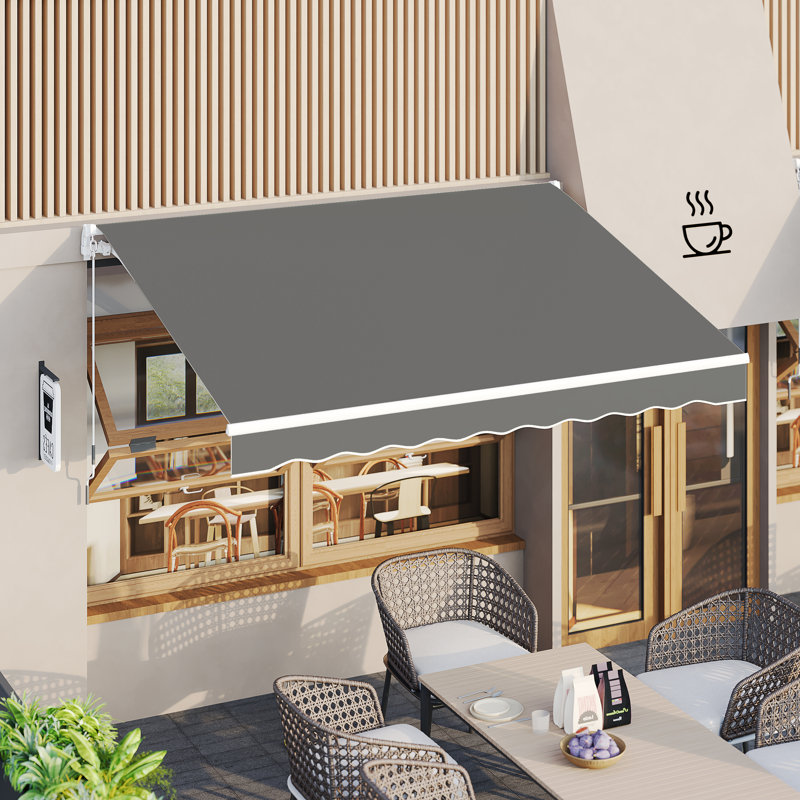 Retractable Patio Awning, 250cm W x 200cm D, Grey