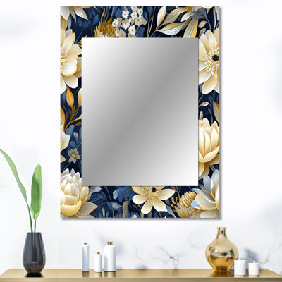 Doziers Blue Oasis Floral Blooming Garden - grand miroir floral, décor de miroir mural unique Cottage, impression d'art en métal