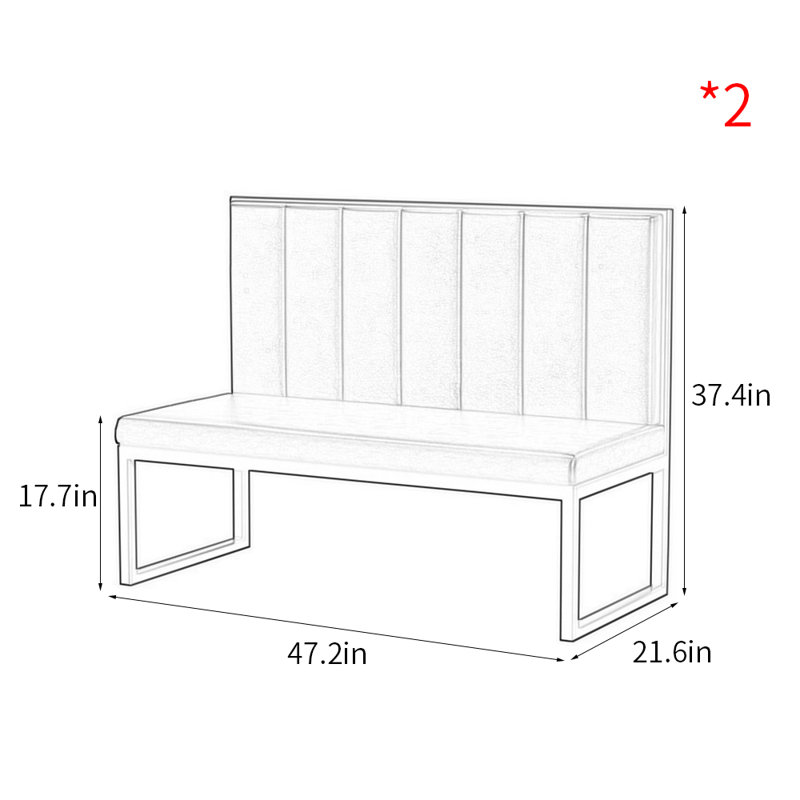 Banc rembourré en similicuir Modern, Café noir