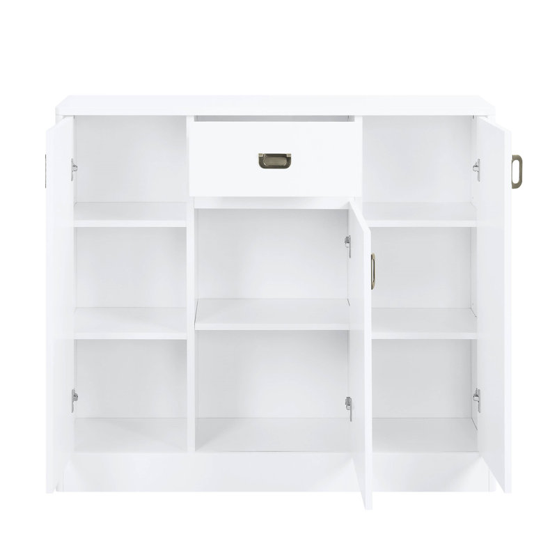 Emporia Modern Buffet Sideboard Cabinet | High Gloss Server | 1 Drawer & 3 Doors with Adjustable Shelves | for Dining Room