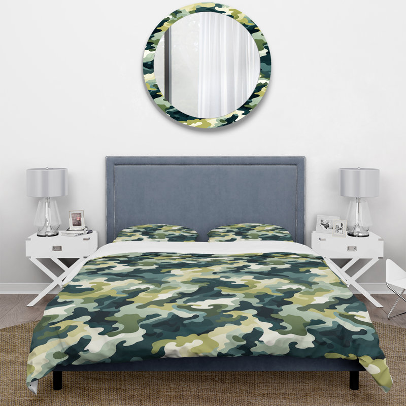 Ensemble de housse de couette Vintage Camo Nostalgia I, Housse de couette simple + 1 taie décorative stan