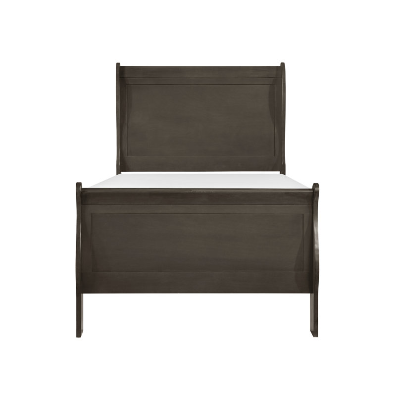 Lit-bateau classique de style Louis Philipe, gris, Simple