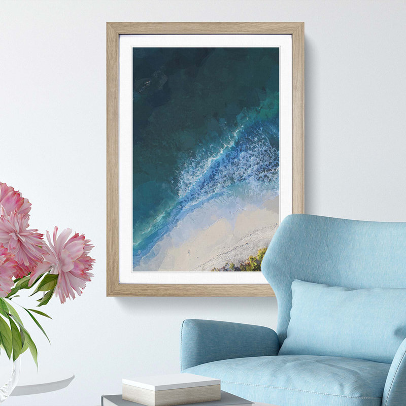 High Above the Maldives in Abstract - Picture Frame Graphic Art Print, 65cm H x 48cm W x 2cm D, Oak Framed