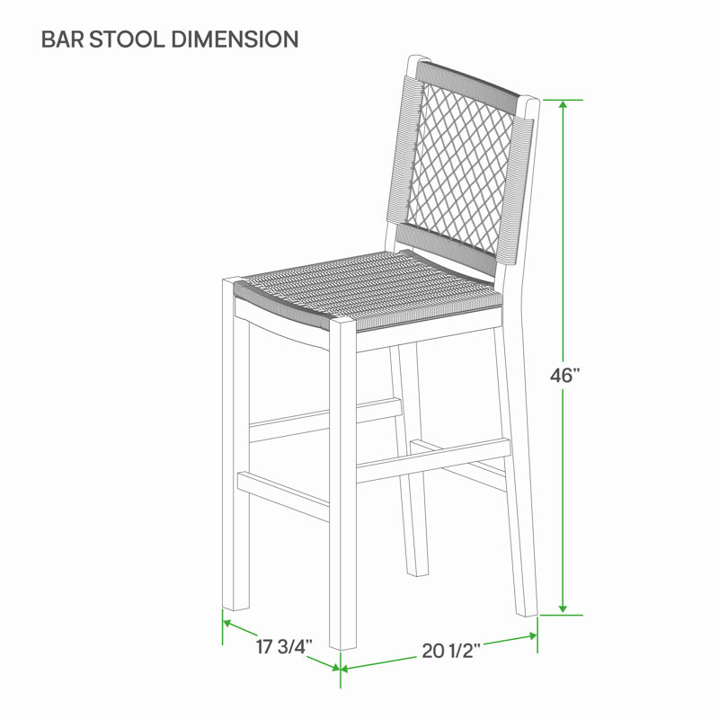 Hattem 2-piece Teak Outdoor Barstool