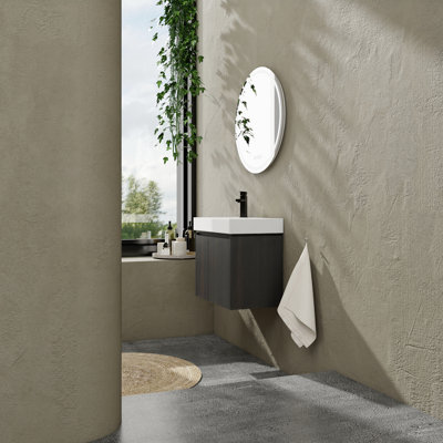 Meuble-lavabo de 24 po avec lavabo en céramique, armoire flottante murale en bois, portes doubles, lavabo de rangement américain 24 po, baignoire de rangement