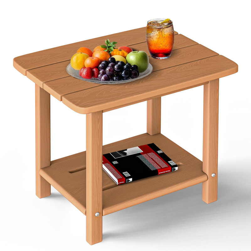 Adirondack Square Side Table - 18.4" HDPE Outdoor End Table - Weatherproof, Rustproof & Low Maintenance For Patio, Deck, Pool, Or Indoor Use