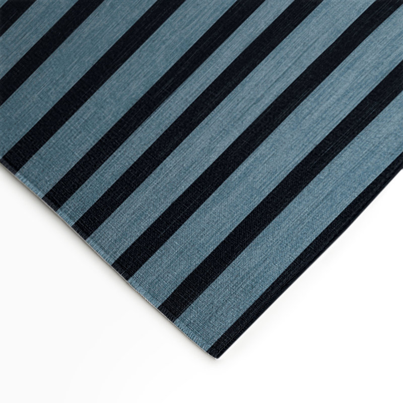 Tapis intérieur / extérieur bleu HorizontalStripes, Rectangulaire 3 pi x 5 pi