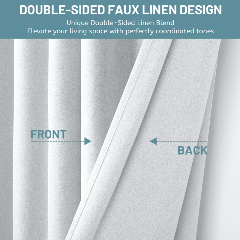 Maibach Linen Curtain Pair, 52" W x 96" L, White