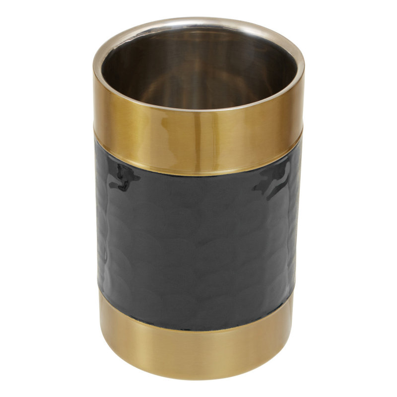 Carolina Black Enamel Wine Cooler, Black/Gold