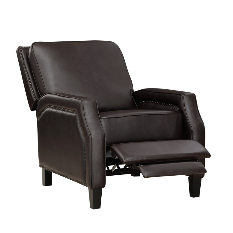 Fauteuil inclinable brun foncé 1 pièce Bansom, siège en bois massif, fauteuil inclinable rembourré en mousse, dossier à ressorts ensachés