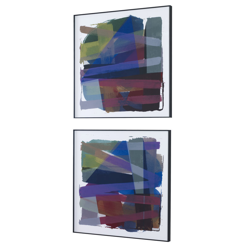 Vivacious Abstract Framed Prints Set with Black Metal Frame
