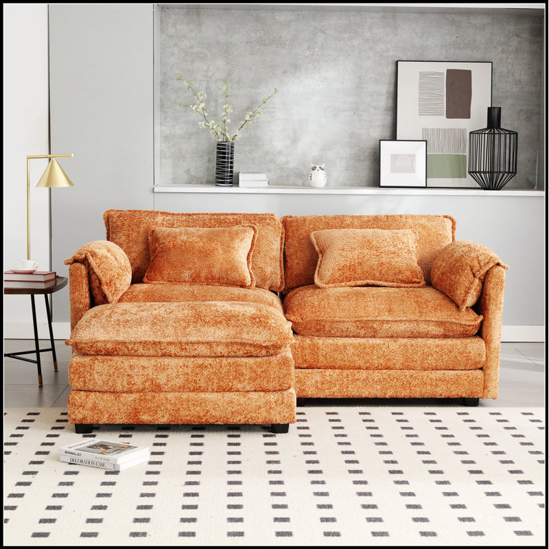 Luxueux canapé double surdimensionné avec accoudoirs amovibles et poches latérales pour un confort et un style ultimes