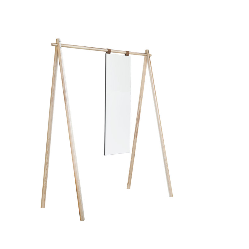 Hongi 150cm Wide Clothes Rack with mirror. Made in Europe, Scandinavian design, FSC certified wood, Natural Pine