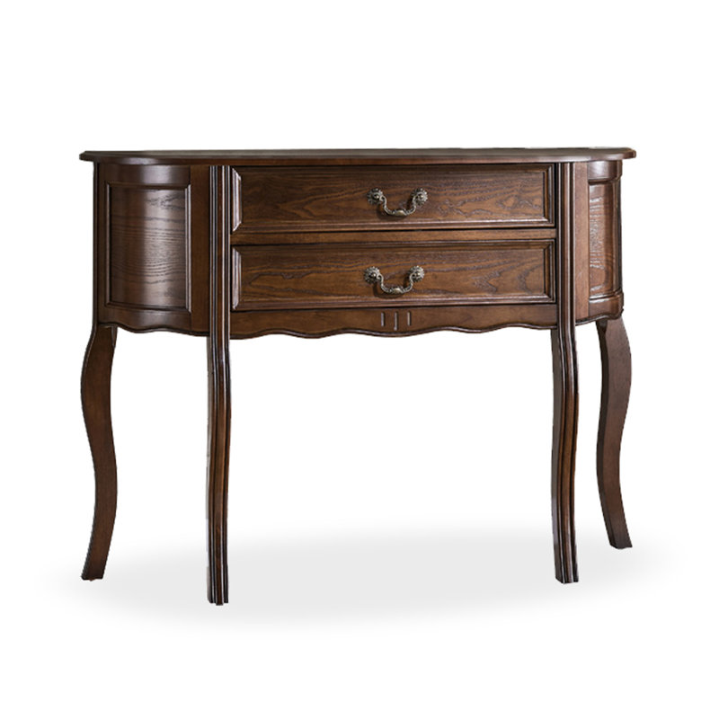 Table d'entrée traditionnelle élégante avec pieds en cabriole, H 34,65 po x l 31,5 po x P 14,17 po, Brun
