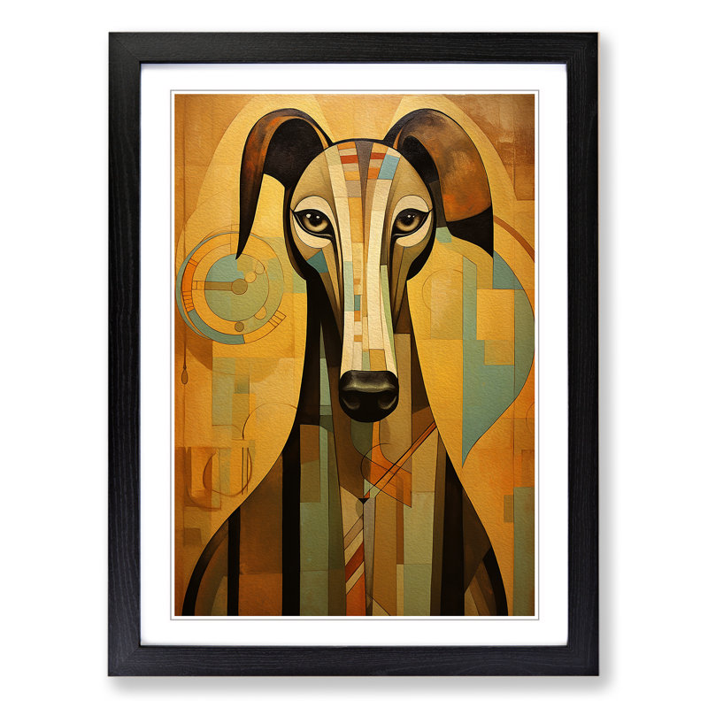Greyhound Art Deco Art - Framed Print, 34cm H x 25cm W x 2cm D