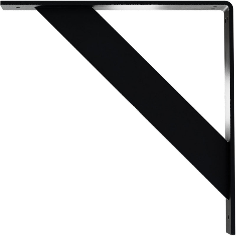 Support traditionnel en acier, H 14 po x l 2 po x P 14 po, Noir thermolaqué