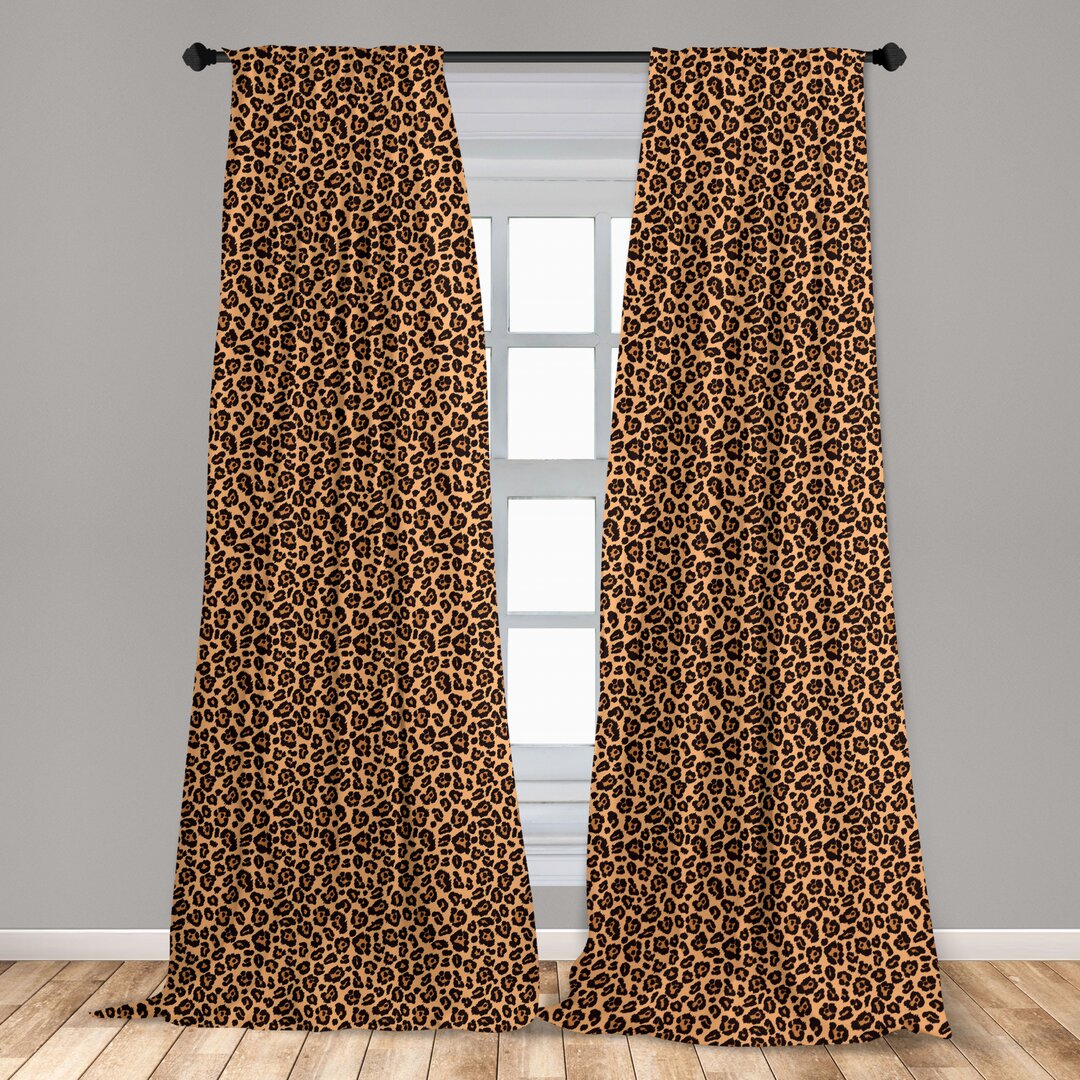 Fenstervorhänge, Leichtes Dekor, Orange Exotische Afrikanische, Leopard-Druck, Orange Schwarz