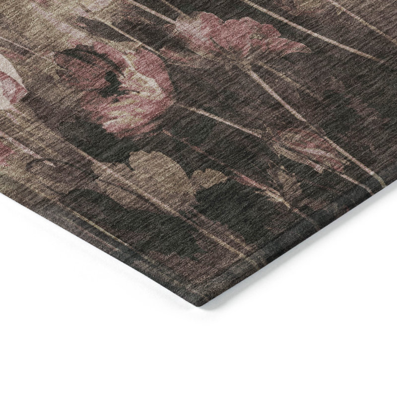 Tapis floral lavable intérieur / extérieur 5 pi x 8 pi