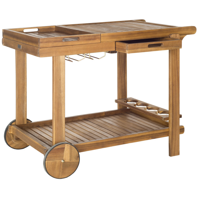 Galien Solid Wood Bar Cart, Teak