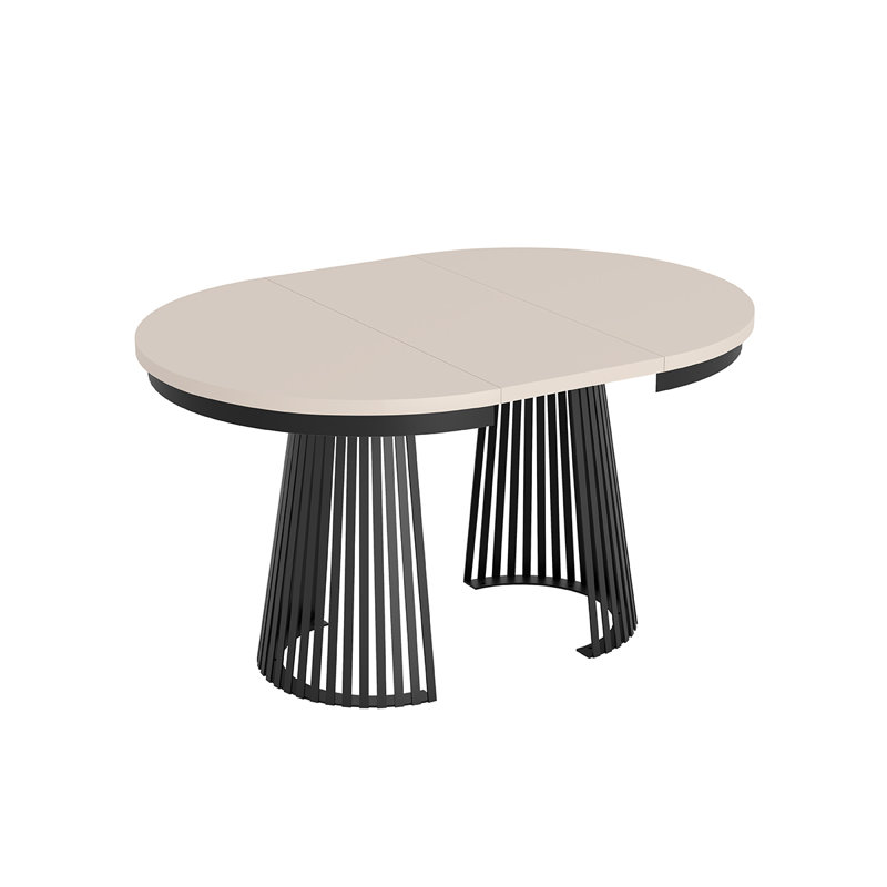 Extendable Metal Base Dining Table, Cashmere, Black
