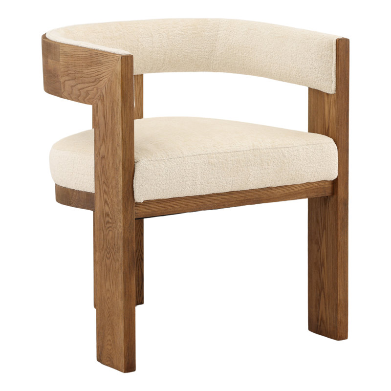 Nadia Ash Wood Upholstered Dining Chair, Natural, White