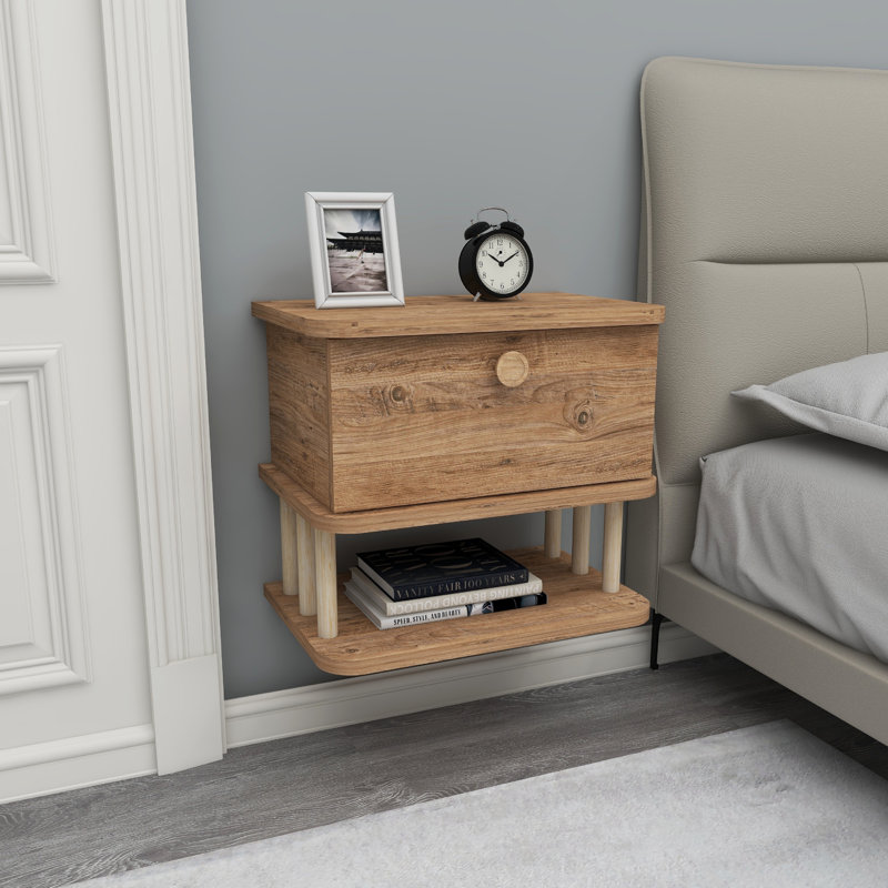 Leida 45cm W Manufactured Wood Bedside Table,  Atlantic Pine 