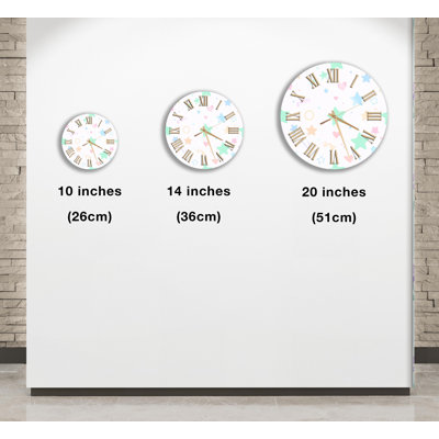 Pastel Star Tempered Glass Wall Clock, Modern Round Clock, Cute Decor Clock, Nursery Decor, Gift Idea, Wall Art, Home Decor, Art Clock