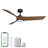 Glide 52in 3-Blade Smart Ceiling Fan 2700K-6000K CCT Tunable Range LED Light Kit with Remote Control and Black Hardware with Walnut Blades Works With iOS or Android App-126659231