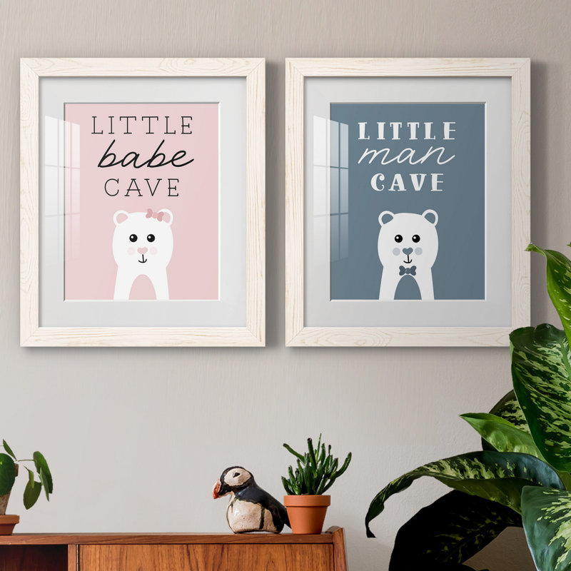 «Little Babe Cave», ensemble de 2 impressions, Papier encadré blanc, Blanc, H 24 po x l 36 po x P 1,5 po