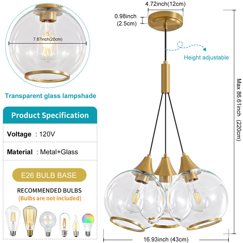 Edmead 3 - Light Dimmable Chandelier