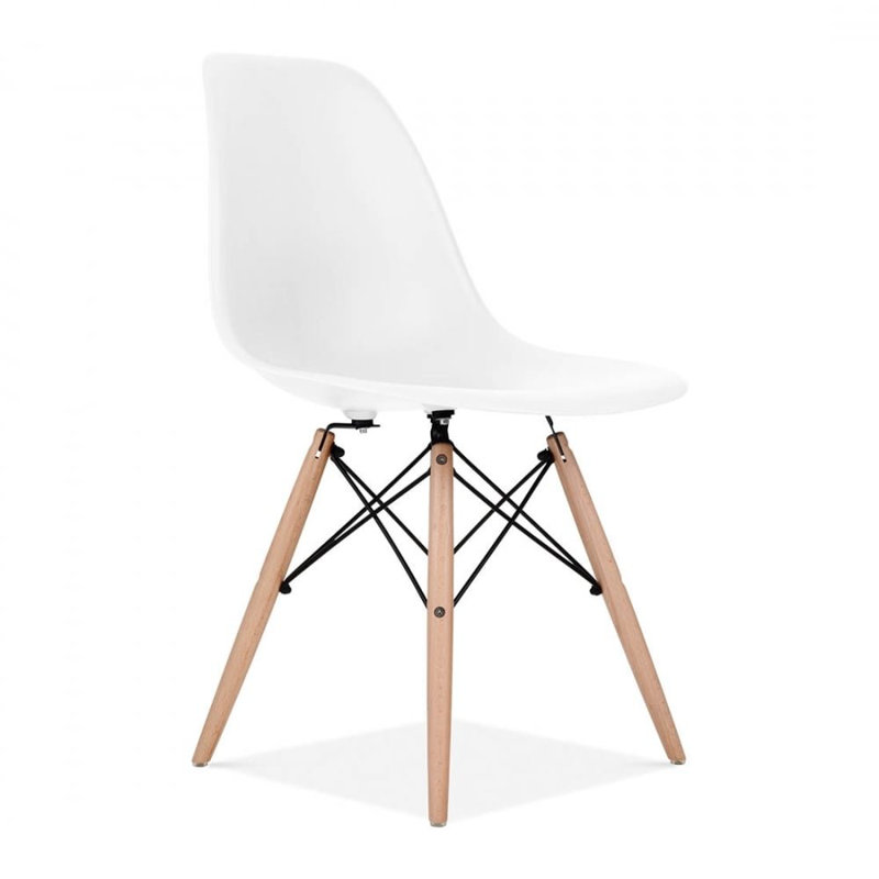 Chaise d'appoint avec pieds en bois naturel. Chaise Carbone Clegg Eiffel Style (blanc), Blanc
