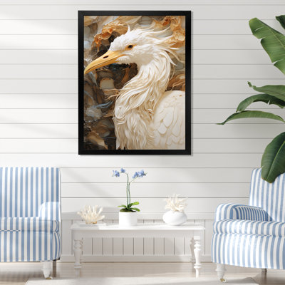 Portrait d'un héron beige moderne sur toile