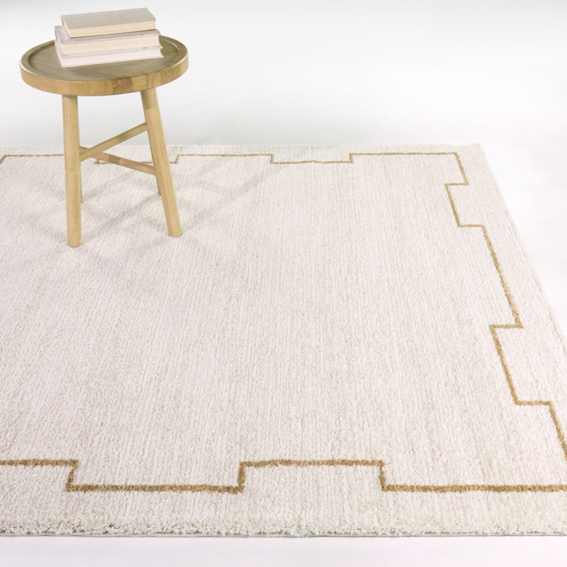 Kuske Cream/Rust Transitional Border Area Rug, Rectangle 5'3" x 7'