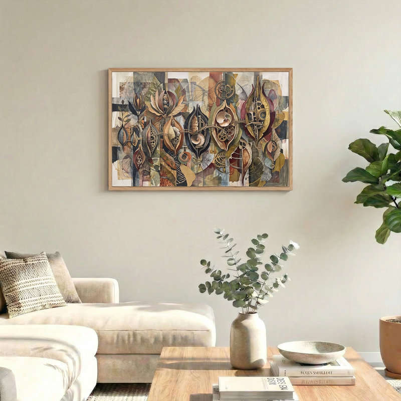 Art mural sur toile, feuilles et coquillages, H 24 po x l 36 po