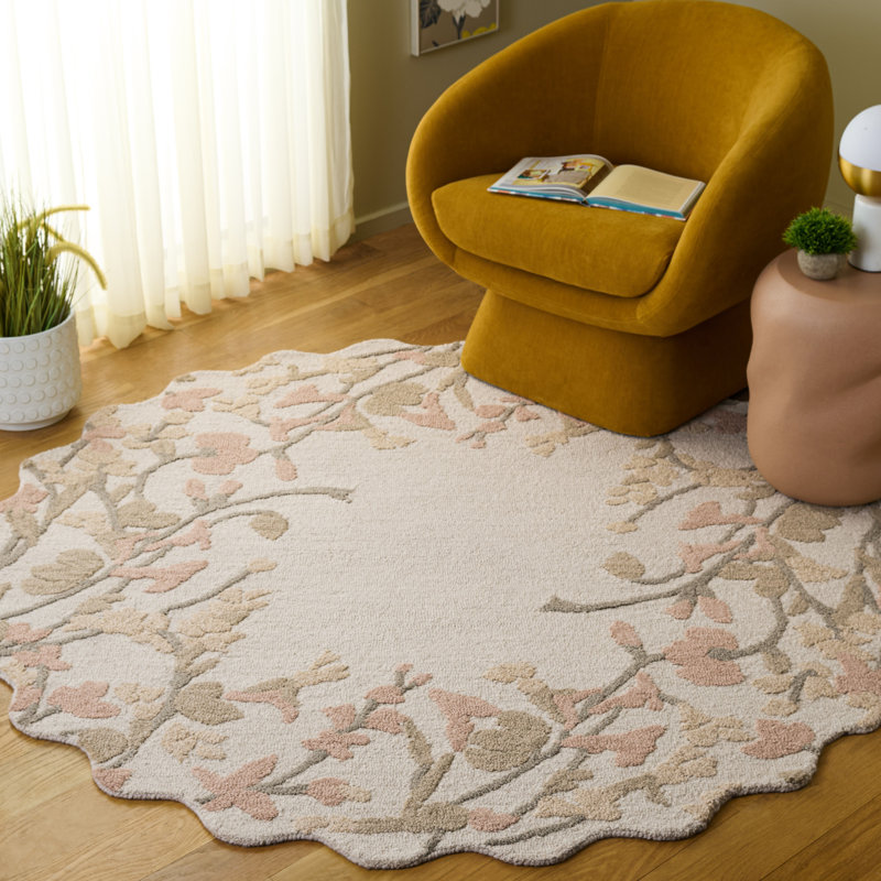 Jardin Hand Tufted Wool;Cotton Floral Indoor Rug, Round 6'