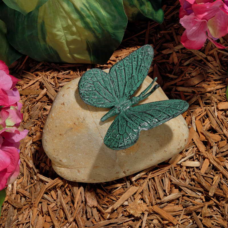 Butterflies on Rocks Emerald Verde Statue