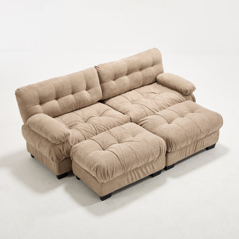 Deep Seat Sectionals, Wood Modular Modern Sofa With Ottoman For Home