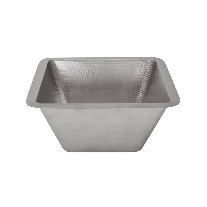 15" Square Under Counter Hammered Copper Bathroom Sink in Nickel