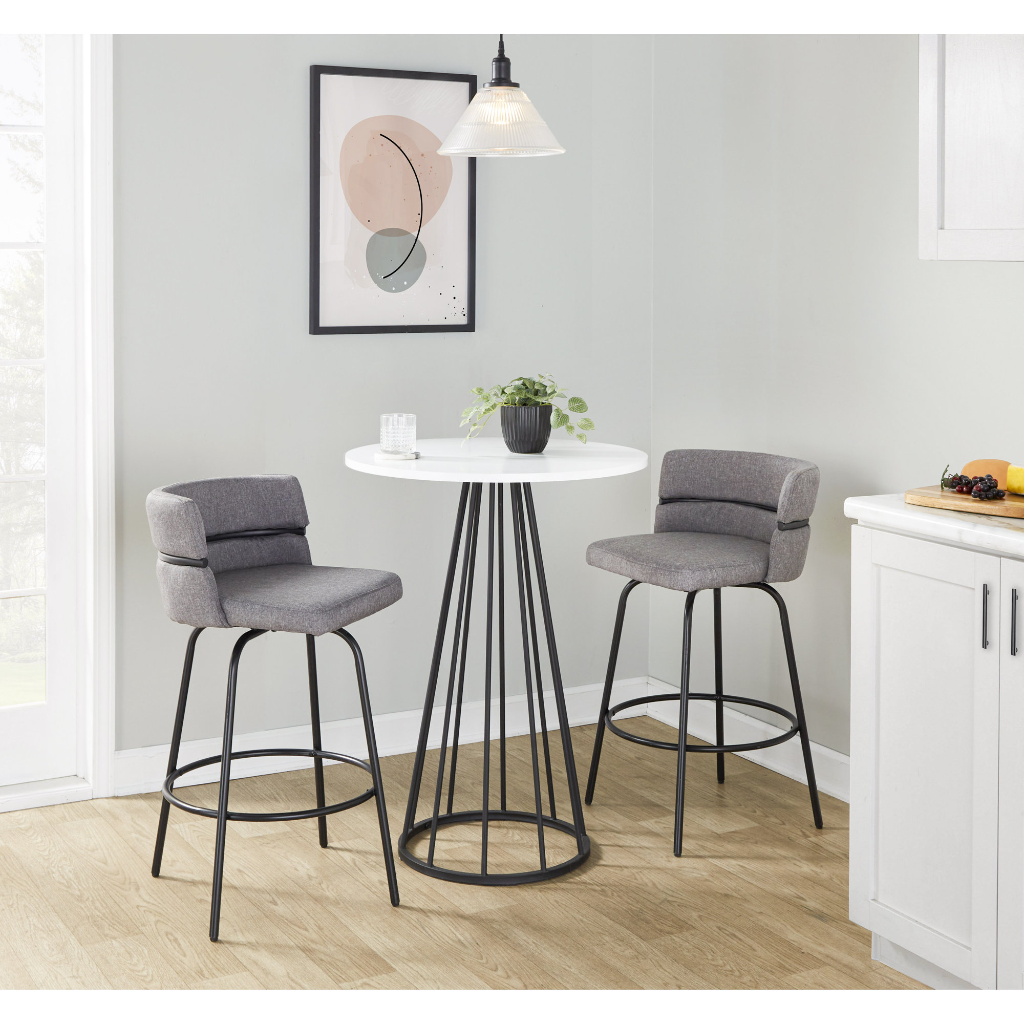 Canary Cosmo Counter Table, Black, White, 36"
