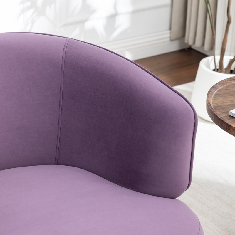 Tybias Upholstered Swivel Barrel Chair, Purple