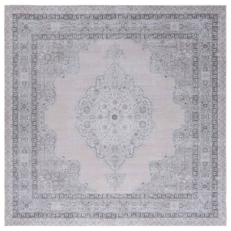 Alma Oriental Beige/Light Green Area Rug, Square 6'