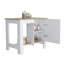 Îlot de cuisine moderne, armoire simple porte, tablette blanc / macadamia