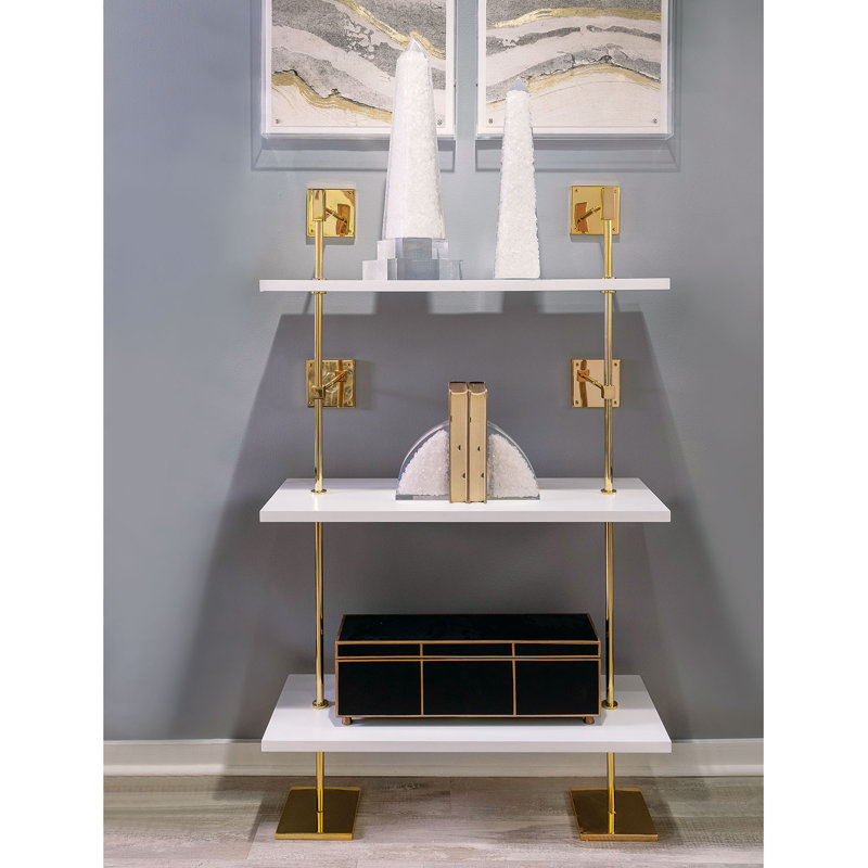 Marais White/Gold 36" Wide Shelf, White/Gold, Gold