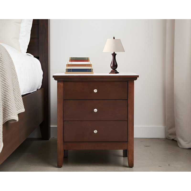 Lausanne Cappuccino 3 Drawers Nightstand, Cappuccino