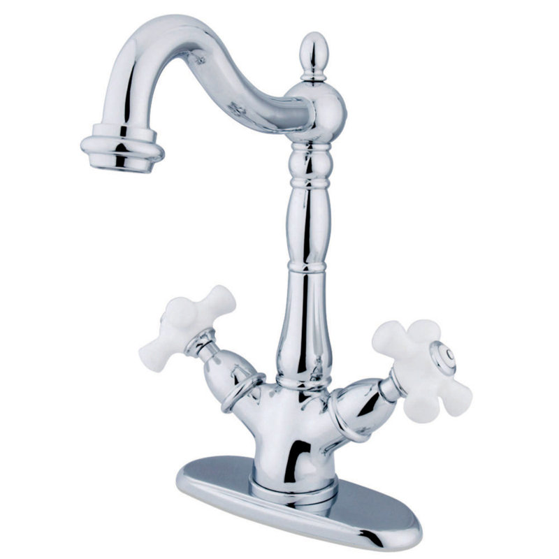 Kingston Brass Heritage Two-Handle 1-or-3 Hole Deck Mount Vessel Faucet, Polished Chrome