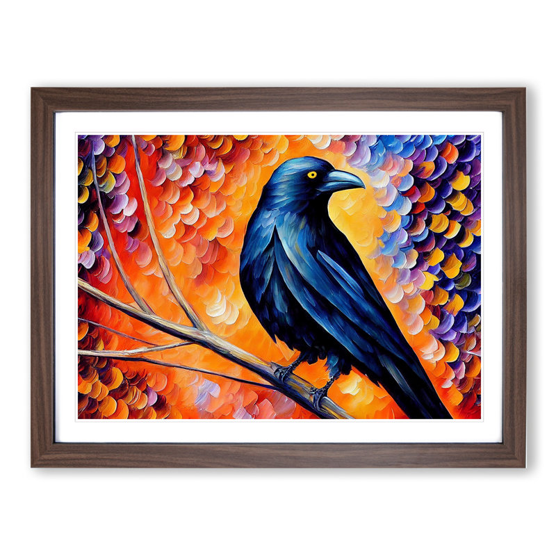 Crow Bird Vol.4 Abstract - Framed Print, 46cm H x 64cm W x 2cm D, Walnut