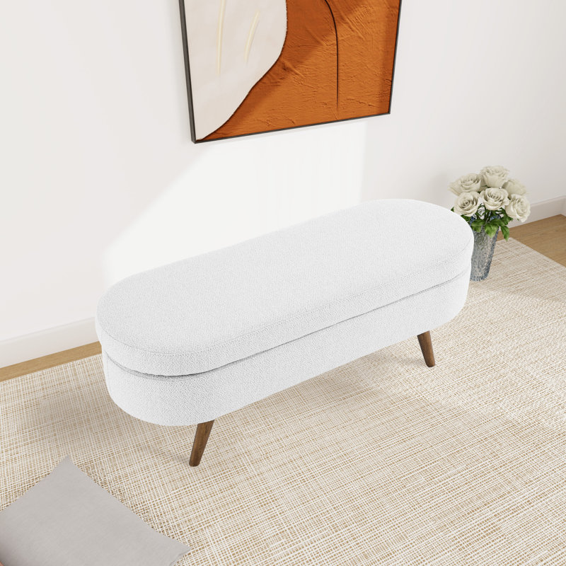 Jolande Upholstered Ottoman, White Linen Blend