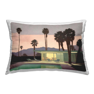 Pool Surrounded by Palms Outdoor Printed Pillow by Noah Bay