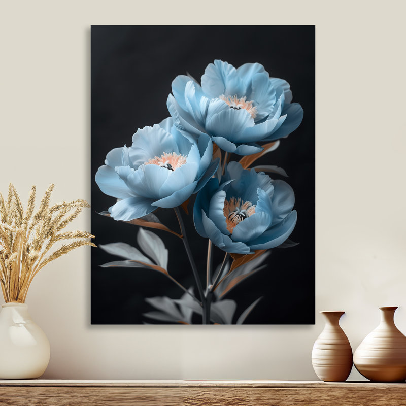 Robledo - pivoines, art mural, salon, H 16 po x l 32 po, Sans cadre